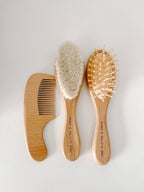 3pc Wooden Hair Brush Set