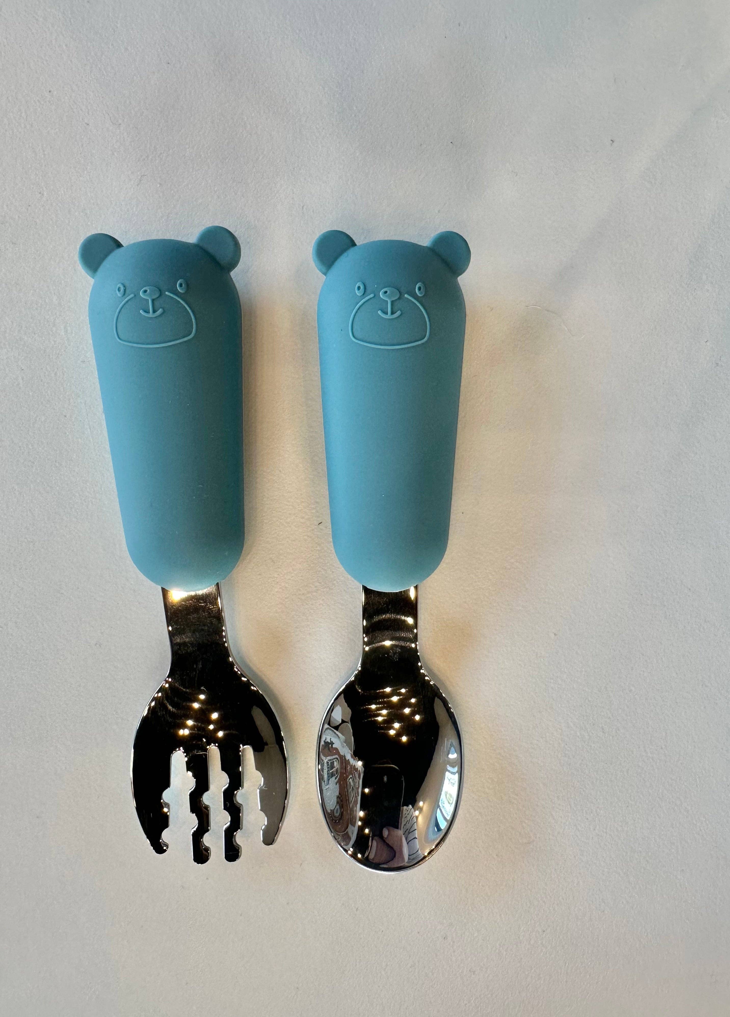 Silicone Fork and Spoon Set: Lilac