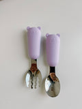 Silicone Fork and Spoon Set: Lilac