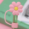 Pink/Yellow Flower Straw Cover - 10mm